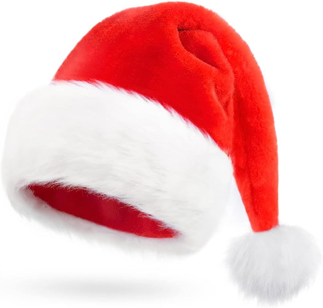 Christmas Hat, Santa Hat, Xmas Holiday Hat for Adults , Unisex Velvet Comfort Christmas Hats Extr... | Amazon (US)