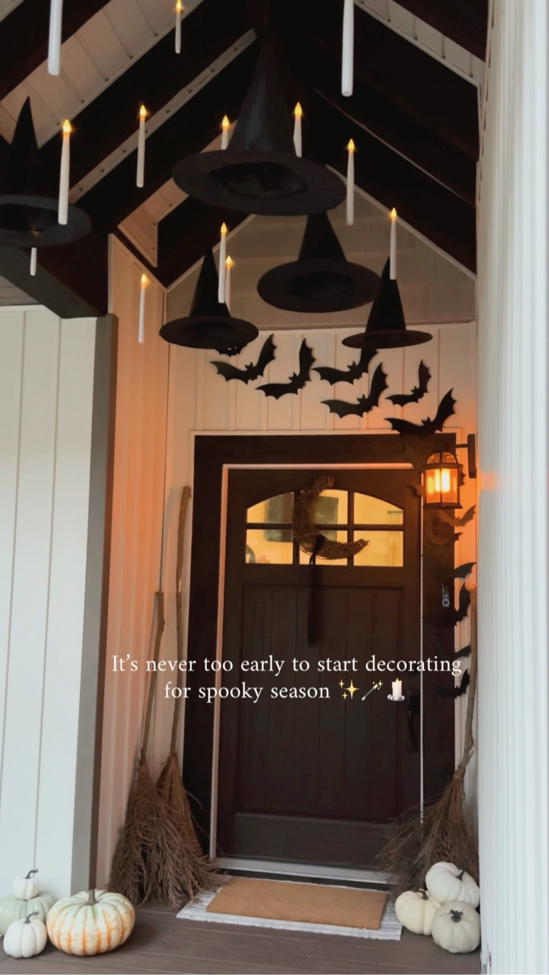 It's almost time!! ✨🌙 Give your front porch a magical makeover this Halloween with these Harry Potter-inspired floating candles. They look especially enchanting when paired with hanging witch hats and whimsical bat decor. 🦇

#LTKHome #LTKSeasonal