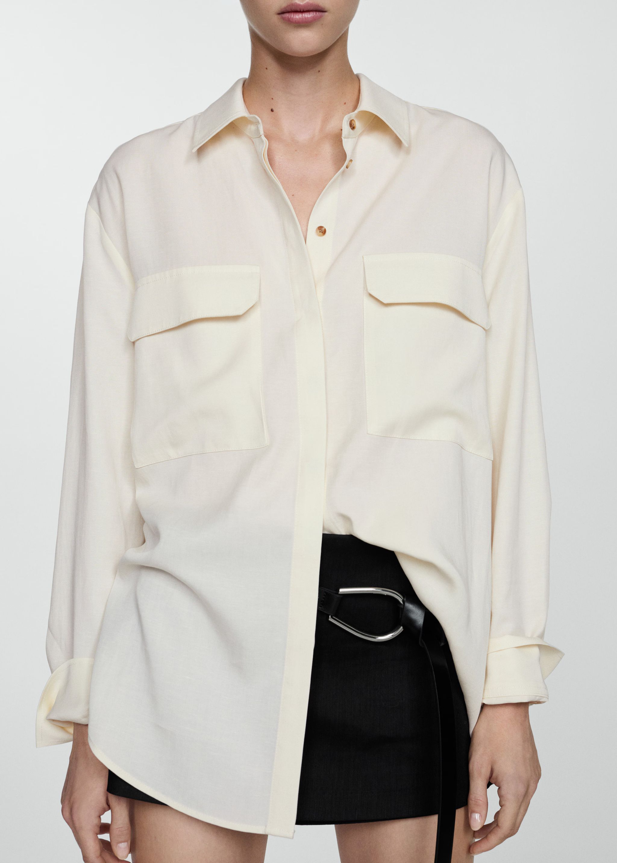 Oversized lyocell shirt - Woman | MANGO USA | MANGO (US)