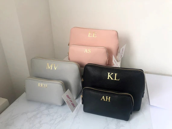 Personalised Faux Leather Cosmetic Bag  Monogram Makeup Bag  | Etsy | Etsy (US)