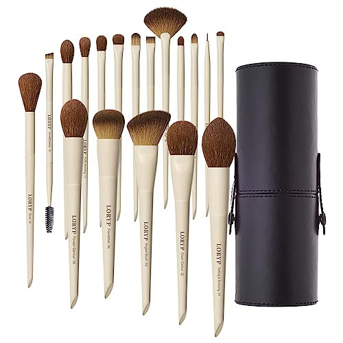LORYP 18 Piece Makeup Brushes Set Labeled Face and Eye Brush Set Complete with Foundation, Concealer, Contour, Blending, Blush, Eyeshadow Brushes with Travel Holder Case | Amazon (US)