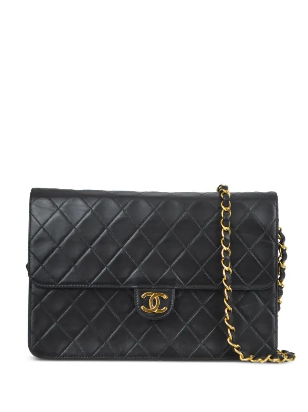 CHANEL Pre-Owned 1997 diamond-quilted CC-plaque Shoulder Bag | Black | FARFETCH UK | Farfetch Global
