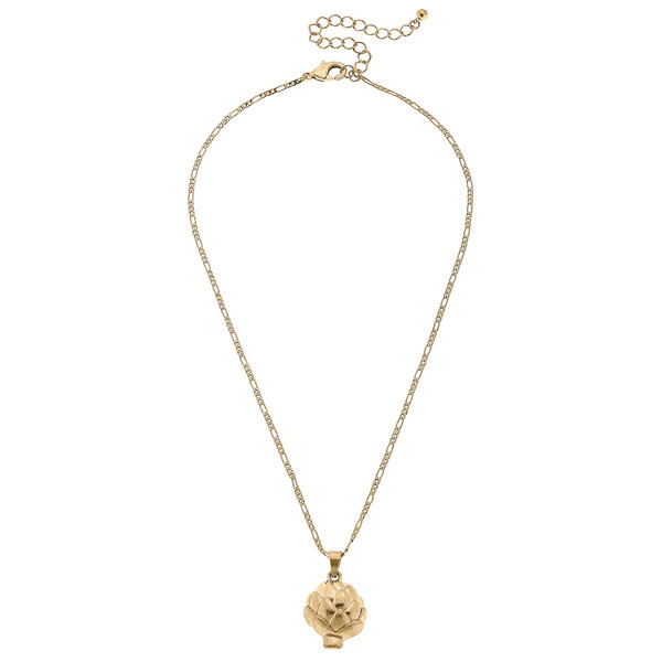 CANVAS Style x @ChappleChandler Suzy Artichoke Charm Necklace in Worn Gold | CANVAS