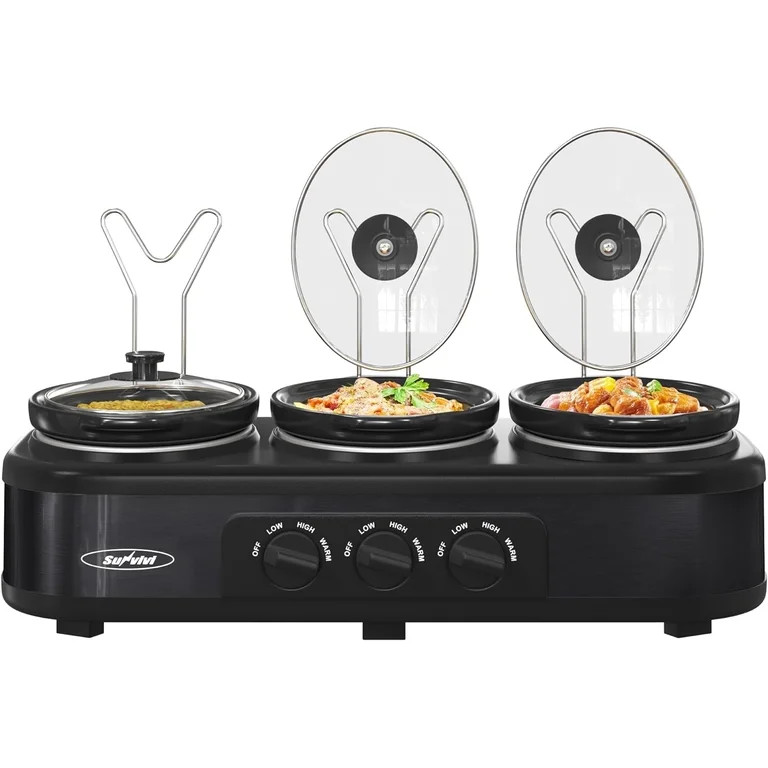 Royalcraft Triple Slow Cooker Buffet Servers and Warmer,3 Pot Food Small Mini Manual Slow Cooker ... | Walmart (US)