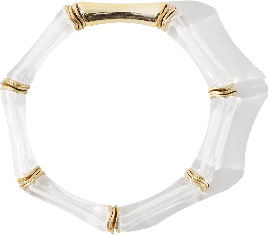 Amazon.com: Sajidos Bamboo Tube Bangle Bracelets for Women Stacking Chunky Colorful Acrylic Beads Stretch Friendship Summer Beach Bracelet Jewelry (Clear+Gold) 7 inches : Clothing, Shoes & Jewelry | Amazon (US)