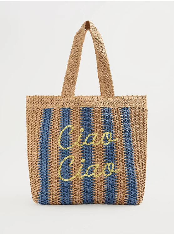 Ciao Ciao Striped Straw Tote Bag | George