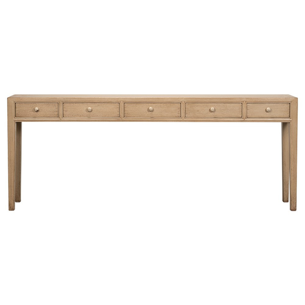 Billie Modern Classic Brown Pine Wood Rectangular Console Table | Kathy Kuo Home