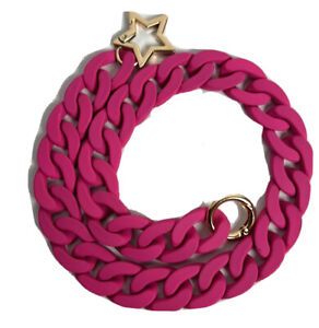 Acrylic smooth rubber coated chunky chain link strap, Dark pink, gold hardware  | eBay | eBay CA