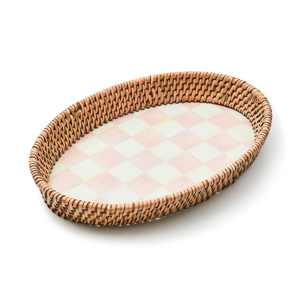 Check Enamel & Rattan Tray | MacKenzie-Childs