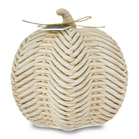 Woven-Texture Resin Pumpkin Tabletop Decor, White, 7.25", Halloween by Way To Celebrate | Walmart (US)