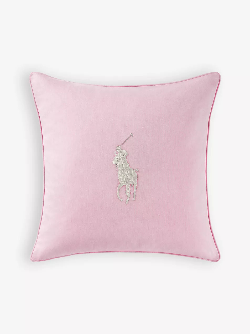Oxford logo-embroidered square cotton cushion cover | Selfridges