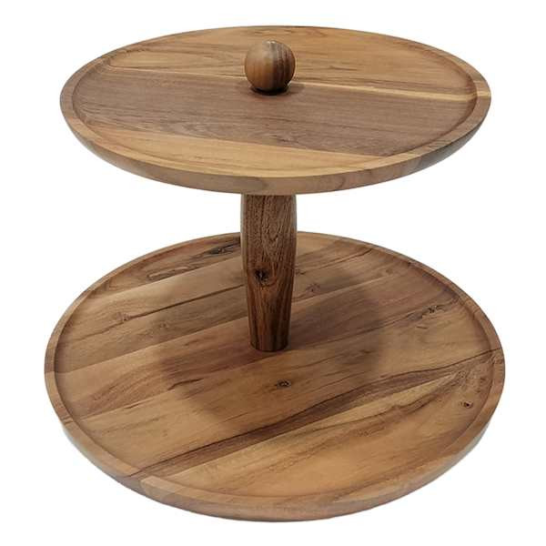 Natural Mango Wood Tiered Stand, 12", sold by At Home | At Home