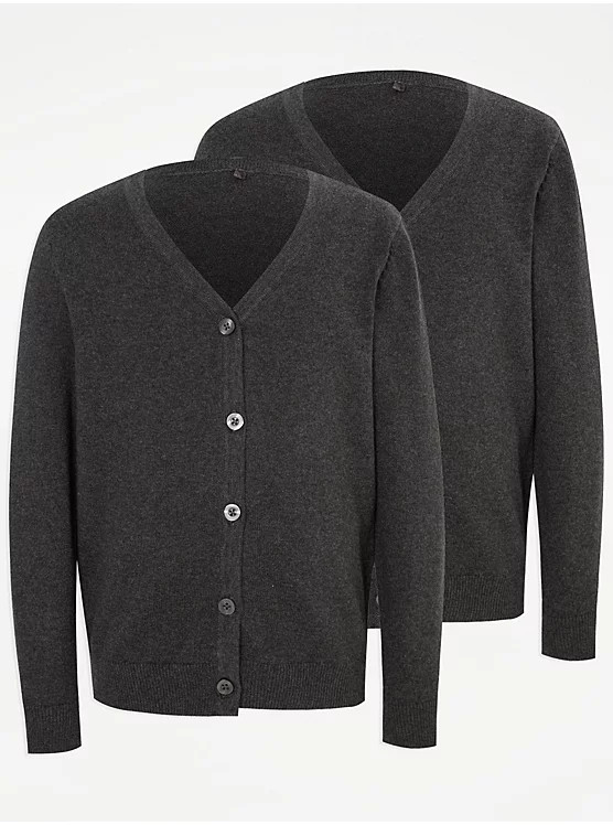 Charcoal Grey Knitted Girls School Cardigan 2 Pack | George