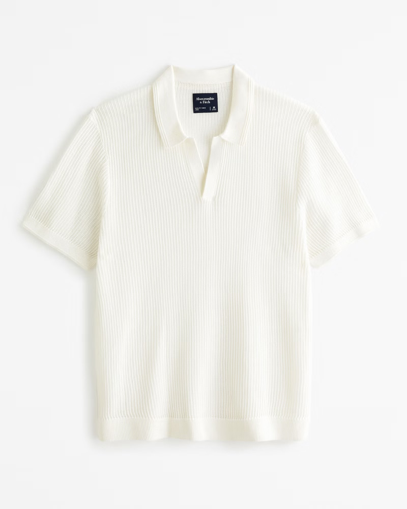 Open Stitch Johnny Collar Sweater Polo | Abercrombie & Fitch (US)