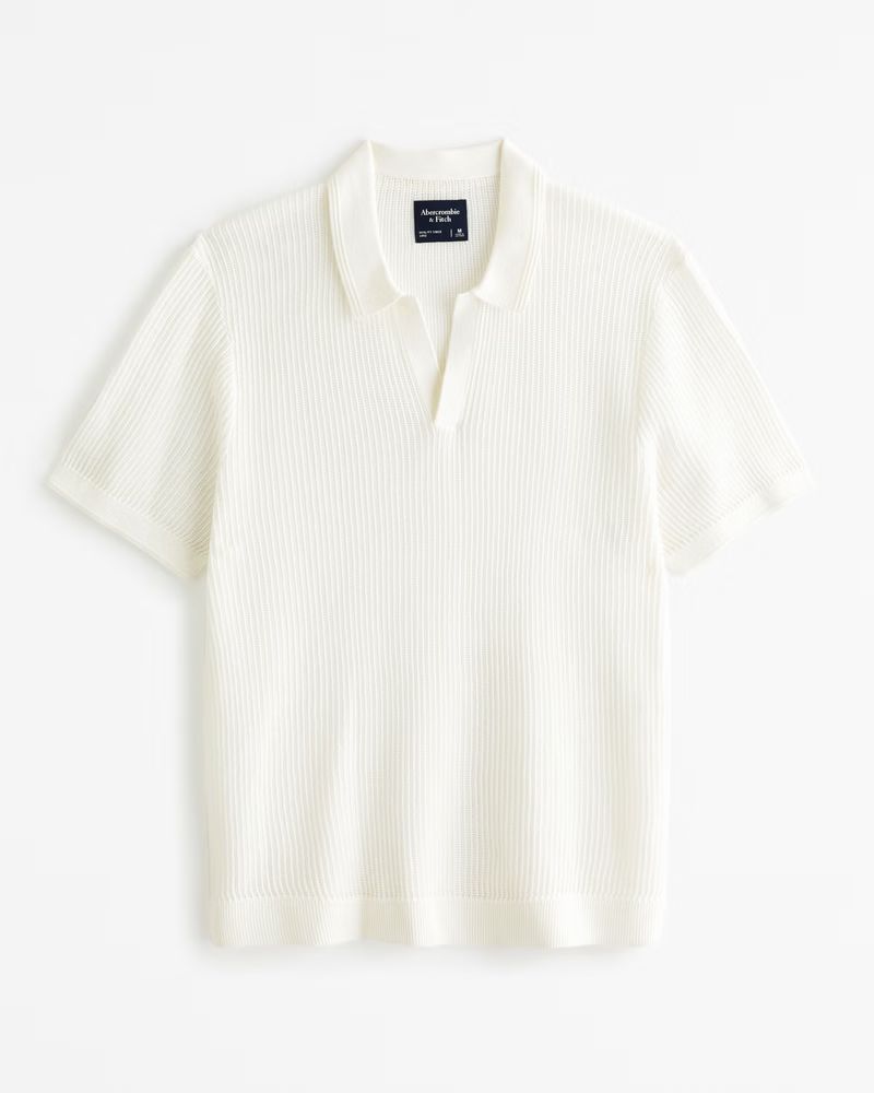 Men's Open Stitch Johnny Collar Sweater Polo | Men's Tops | Abercrombie.com | Abercrombie & Fitch (UK)