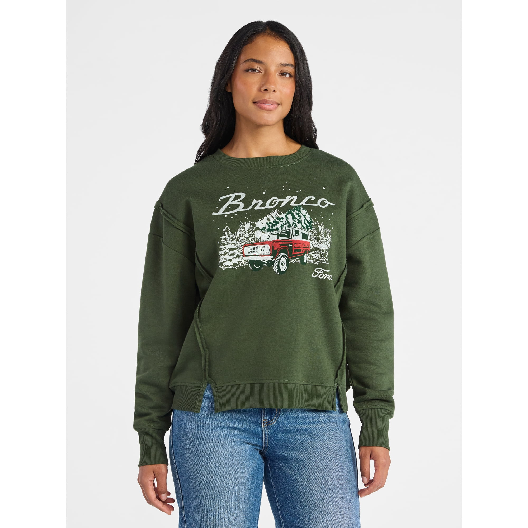 Time and Tru Women's Bronco Wonderland Graphic Sweatshirt with Long Sleeves, Sizes XS-XXXL | Walmart (US)