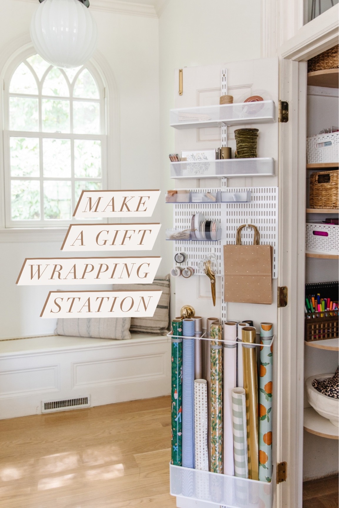 Make a gift wrapping station on the back of a door!! 

#LTKsalealert