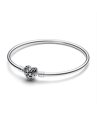 Sterling Silver Heart Clasp Bangle Bracelet | Macy's