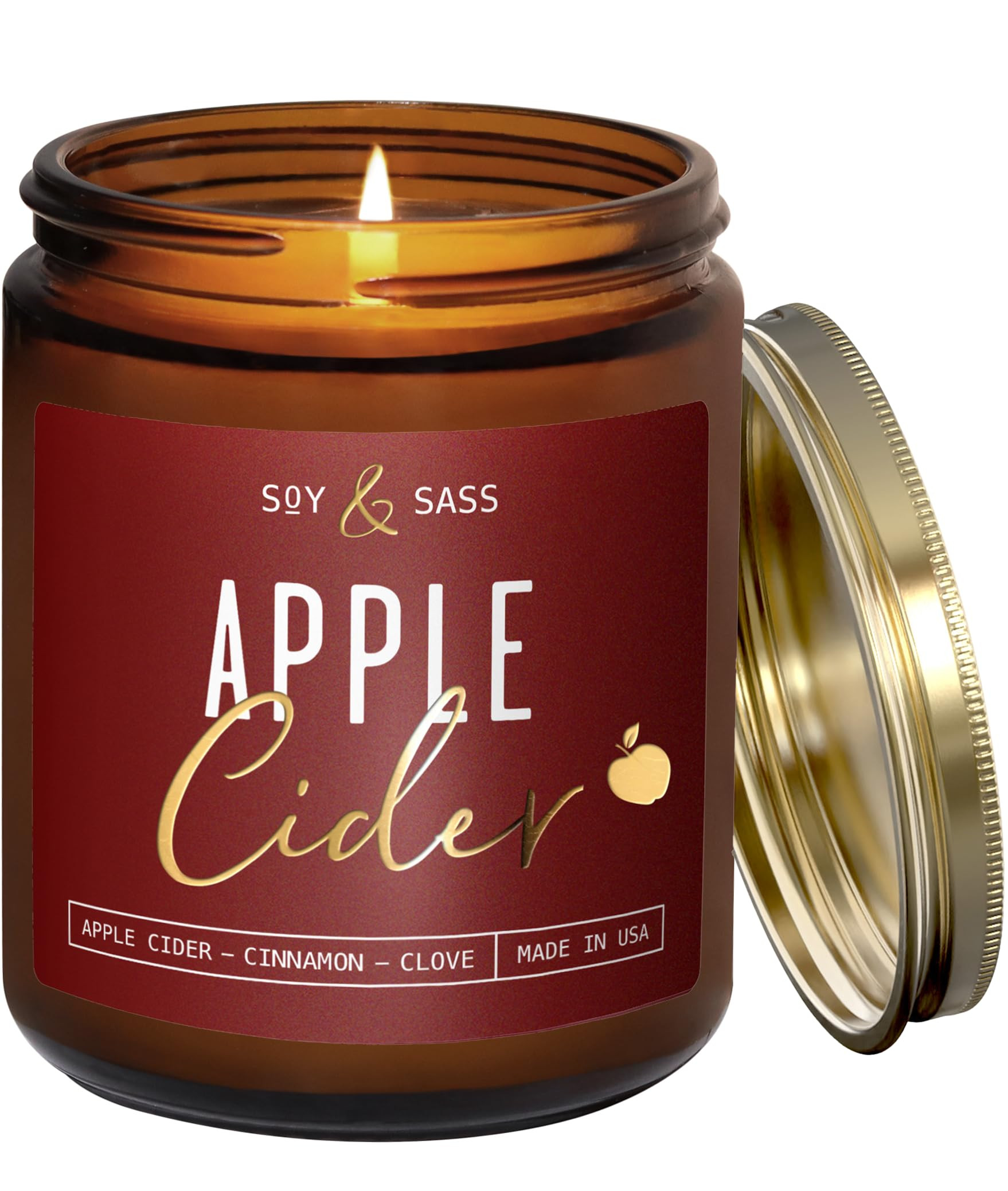 Apple Cider Candle, Fall Candles I Apple Cider, Cinnamon & Nutmeg - Infused with Essential Oils I... | Amazon (US)