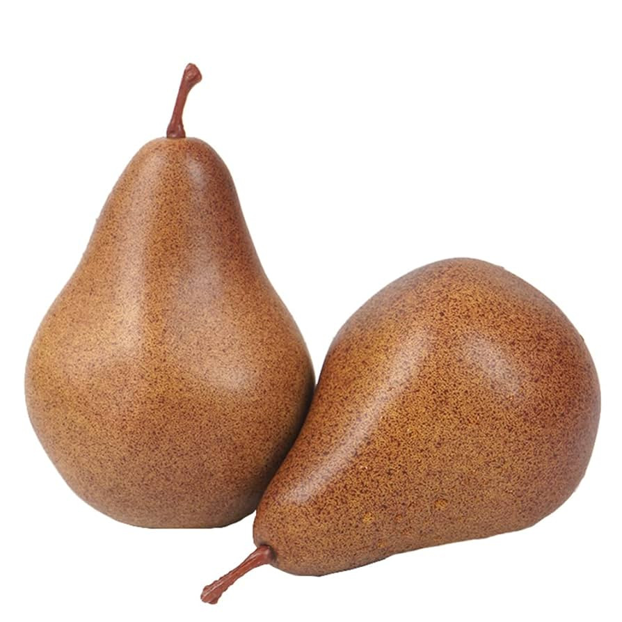 2Pcs Artificial Brown Pears Lifelike Fake Pears Slice Fake Fruit Model Photo Props for Home Kitch... | Amazon (US)