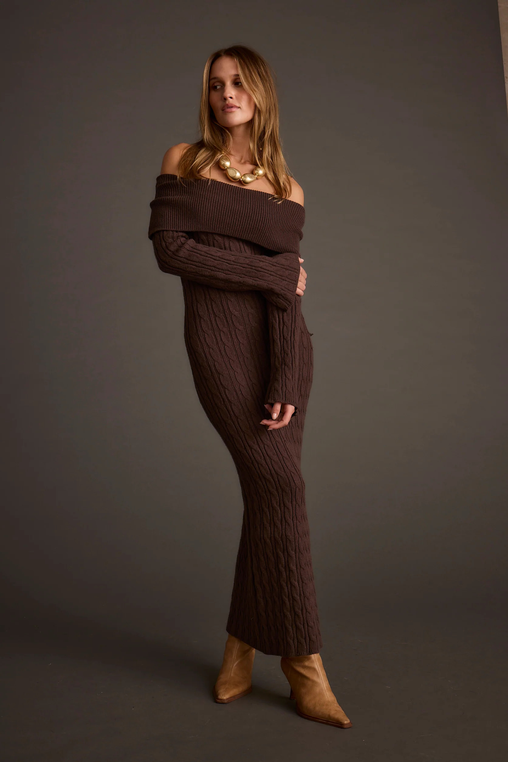 Rhiannon Espresso Sweater Maxi Dress | 12th Tribe | 12th Tribe