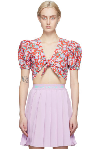 Red Front Tie Blouse | SSENSE