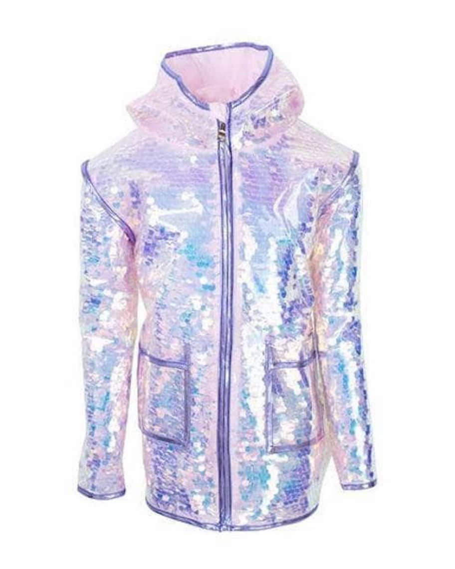 Lola + The Boys Girl's Sequin Embellished Rain Jacket, Size 2-14 | Neiman Marcus
