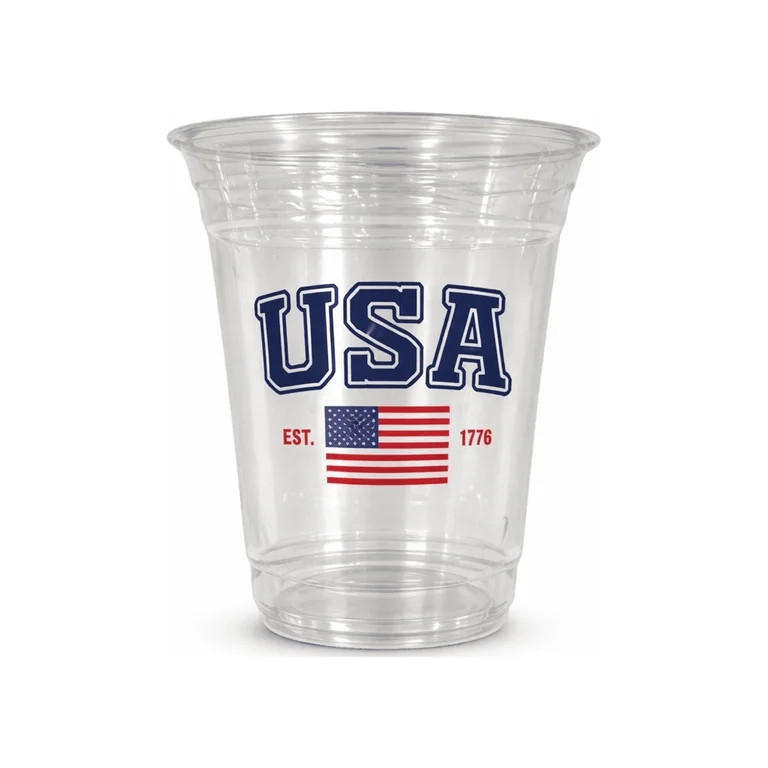 USA Flag Disposable 16oz Party Cups, 8 Count, Patriotic by Way to Celebrate | Walmart (US)