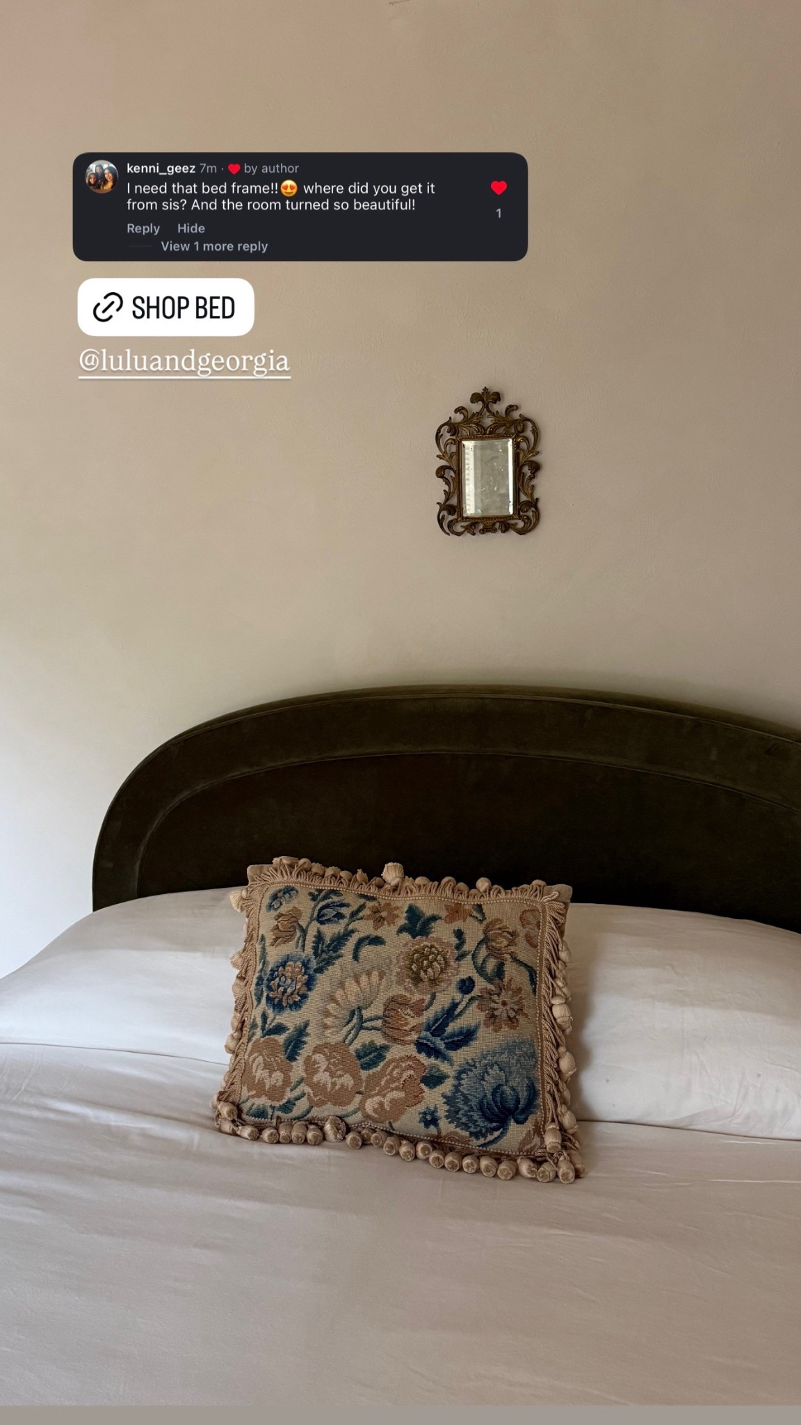 Green bed frame, linked similar pillow 

#LTKHome