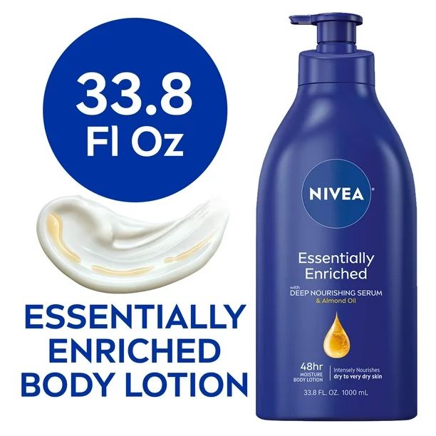 NIVEA Essentially Enriched Body Lotion for Dry Skin, 33.8 Fl Oz Pump Bottle - Walmart.com | Walmart (US)