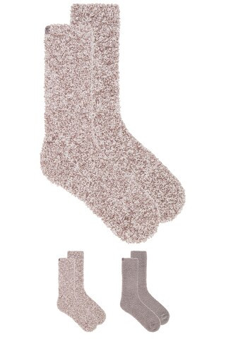 Barefoot Dreams CozyChic 2 Pair Sock Set in Pewter Multi from Revolve.com | Revolve Clothing (Global)