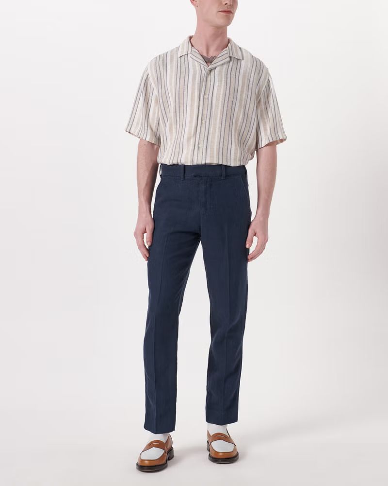 Straight Fit Linen Pant | Abercrombie & Fitch (US)