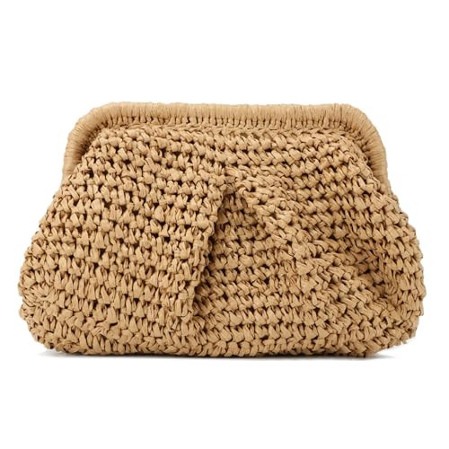 Emprier Straw Clutch Purses for Women Cloud Dumpling Pouch Straw Crossbody Shoulder Handbag Summer Beach Woven Bag | Amazon (US)