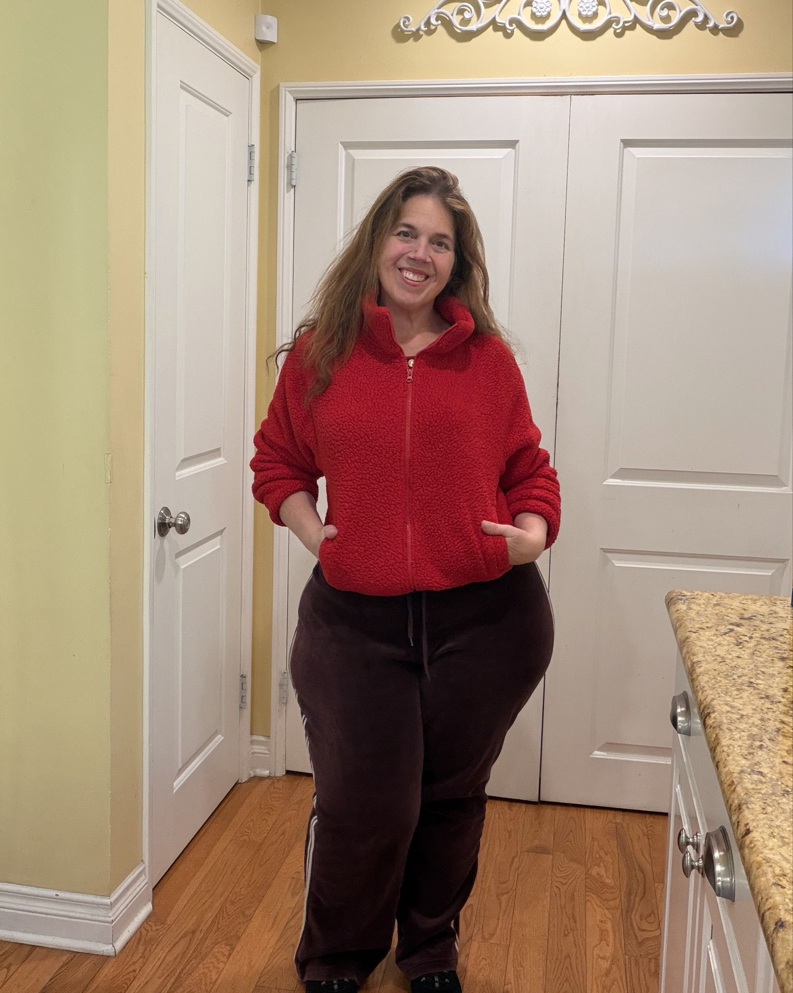 Month of LOVE ~ Day 5❤️

Cozy in a Red Fleece Zip and Brown Velour Track pants😍

In February, we wear RED Every Day!
Tag me @curvygirlbeth with your Red outfits😘
valentines outfit women #valentinesvibes #ladyinred


#LTKValentine #LTKMidsize #LTKSeasonal