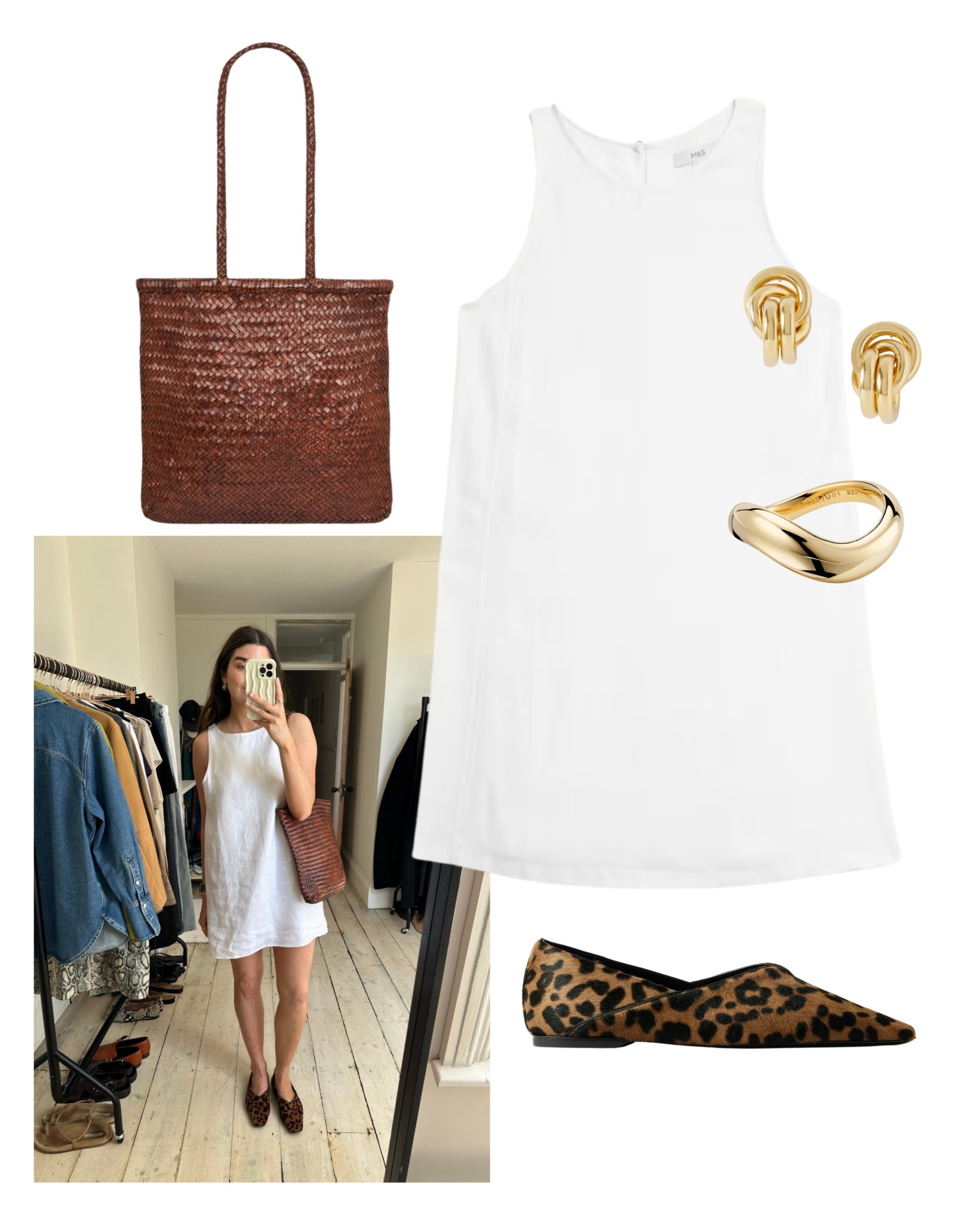 A breezy favourite on rotation: A white linen dress, styled with leopard flats and a structured woven tote for a timeless summer fit.

You can find more style content over on my Substack ’The Wardrobe Edit’

#LTKsummer #LTKstyletip