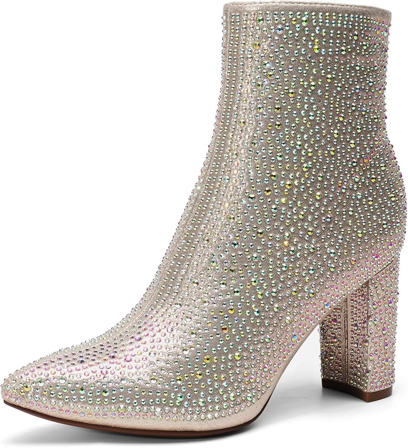 DREAM PAIRS Women's Chunky Heel Ankle Booties Pointed Toe Short Boots | Amazon (US)