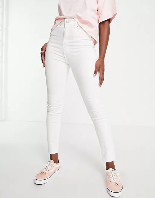 Pull&Bear – Jeans in Weiß mit engem Schnitt und hohem Bund | ASOS (Global)