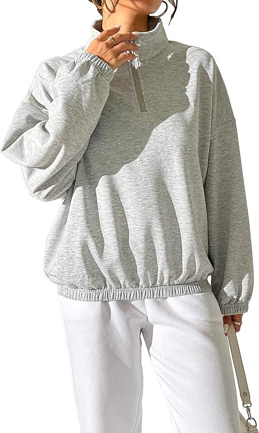 Gdlifecome Oversized Womens Sweatshirts Quarter Zip Pullovers Lightweight Casual Long Sleeve Stan... | Amazon (US)