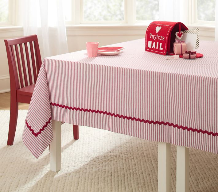 Valentine's Ticking Stripe Tablecloth | Pottery Barn Kids