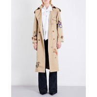 Burberry Ladies Honey Printed Iconic Sketch Cotton-Gabardine Trench Coat, Size: 10 | Selfridges