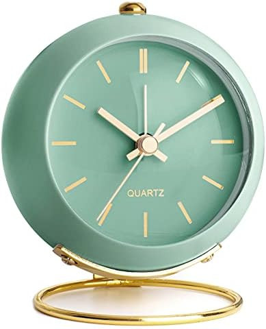 AYRELY® Battery Operated Desk Alarm Clocks with Light,Retro Silent No Ticking Analog Small Clock... | Amazon (US)