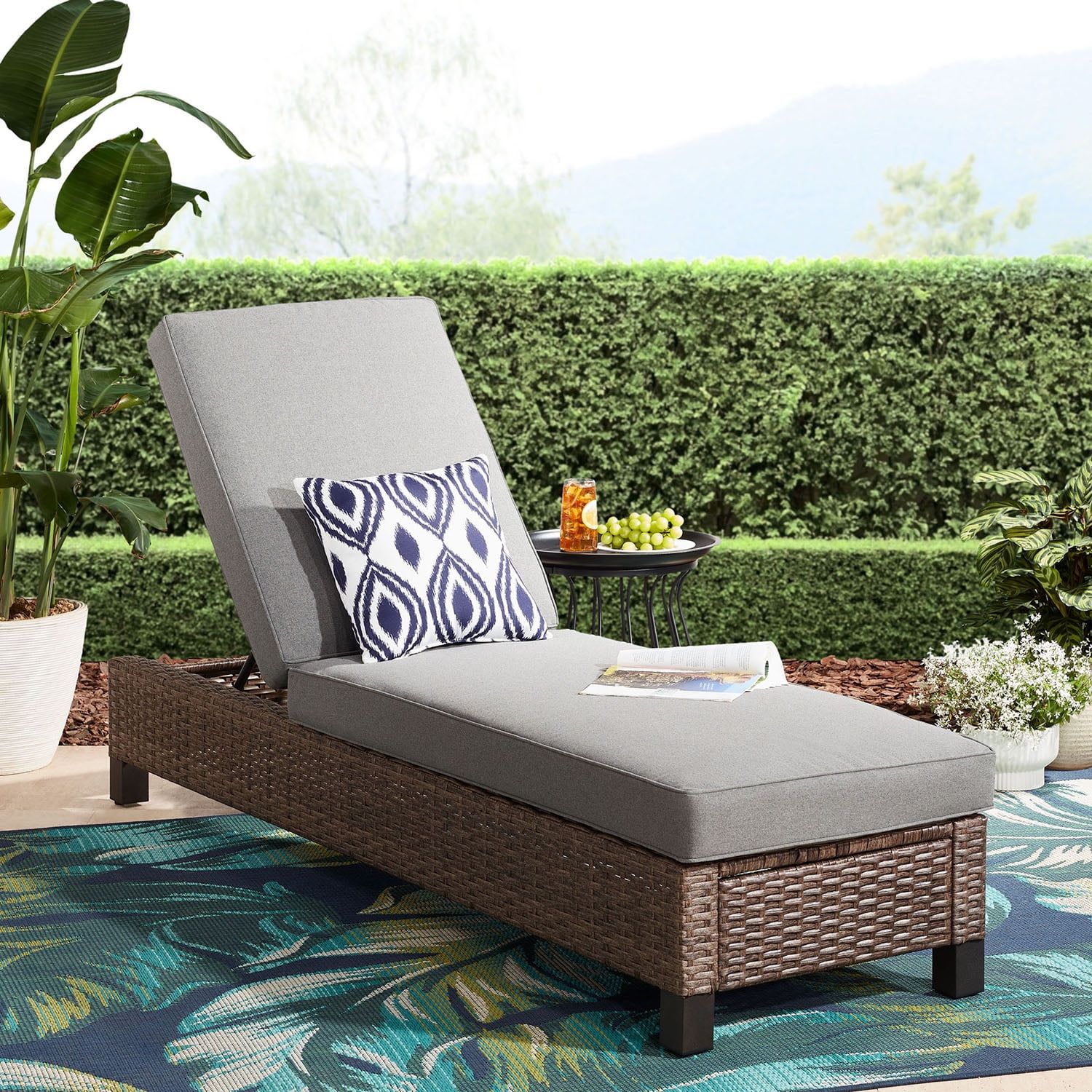 Better Homes & Gardens Brookbury Single Outdoor Chaise Lounge Chair- Gray | Walmart (US)