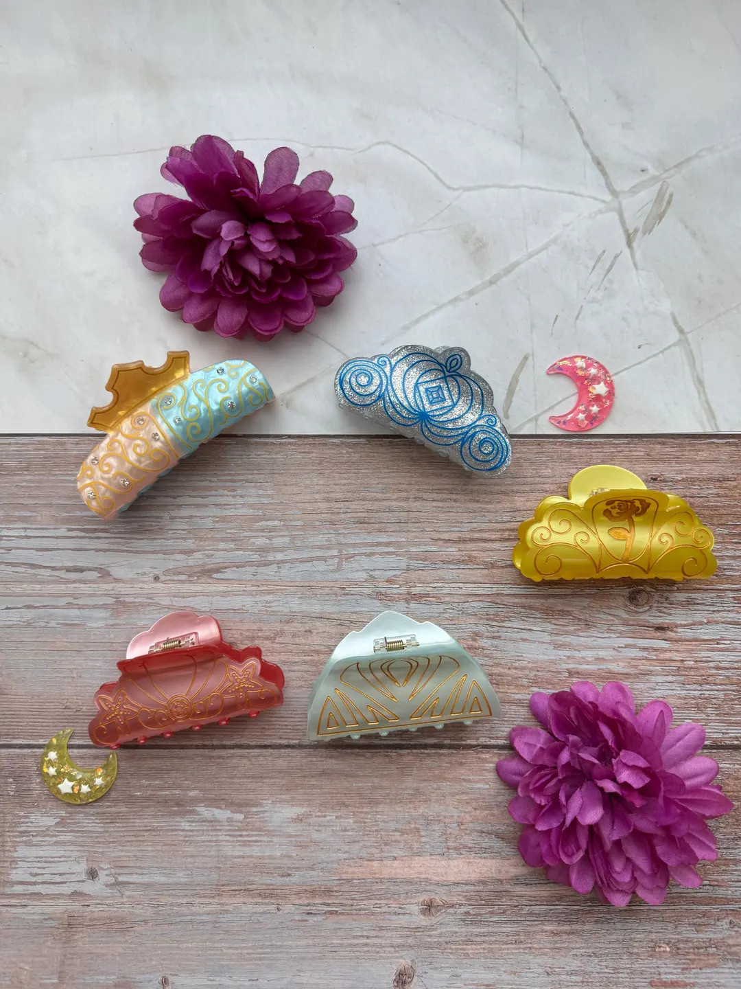 Princess Hair Claw - Belle-frozen-ariel-aurora and Cinderella Acrylic Hair Claw - Etsy | Etsy (US)