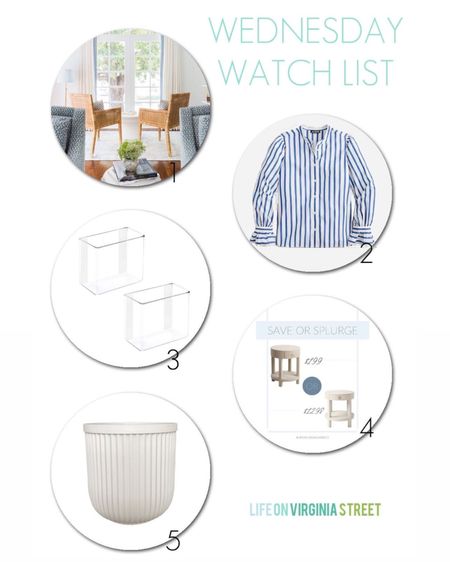 This week’s Wednesday Watch List includes a few recent spring outfit favorites (like this ruffle sleeve striped top and white slim boyfriend jeans), some favorite new organizers for the inside of cupboard doors, a look for less raffia nightstand, and some look for less fluted planters! Get more details here: https://lifeonvirginiastreet.com/wednesday-watch-list-404/.
.
#ltkhome #ltksalealert #ltkunder50 #ltkunder100 #ltkfind #ltkseasonal #ltkstyletip #ltkworkwear

#LTKhome #LTKunder50 #LTKSeasonal