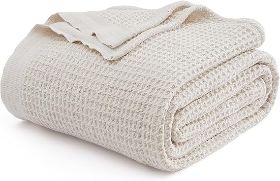 Bedsure 100% Cotton Blankets King Size for Bed - Waffle Weave Blankets for Summer, Soft Woven Bla... | Amazon (US)