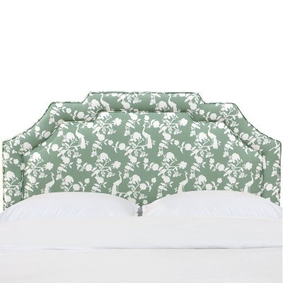 Skyline Furniture King Ever Notched Border Headboard in Patterns Peacock Silhouette Green: Modern Upholstered, Cotton Fabric | Target