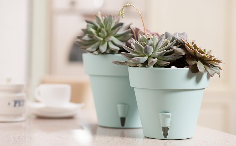 DECOPOTS - Self Watering Planter - 11.8" Diameter - 9.9 inches Height - Flower Pot with Bottom Wa... | Amazon (US)