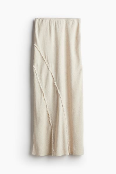 Frayed-edge linen-blend skirt - Light beige marl - Ladies | H&M GB | H&M (UK, MY, IN, SG, PH, TW, HK)
