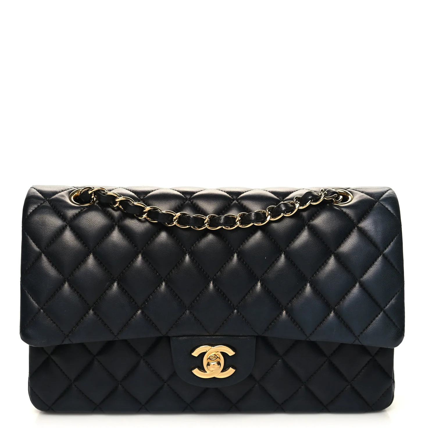 Lambskin Quilted Medium Double Flap Black | FASHIONPHILE (US)