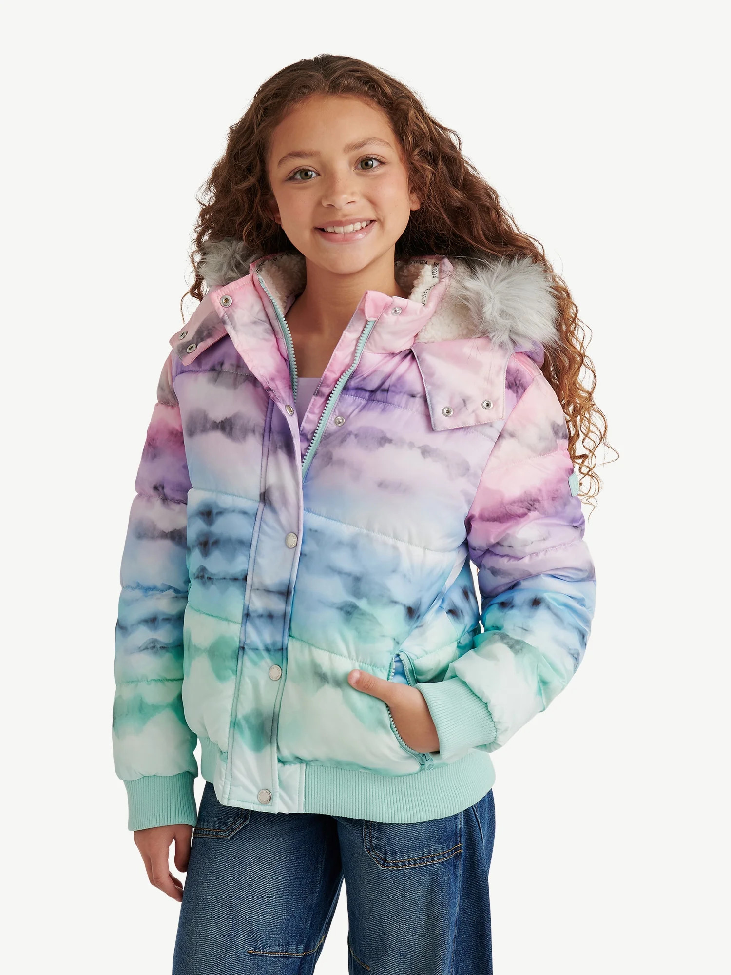 Justice Girl's Matte Puffer Bomber, Sizes XS - XL | Walmart (US)